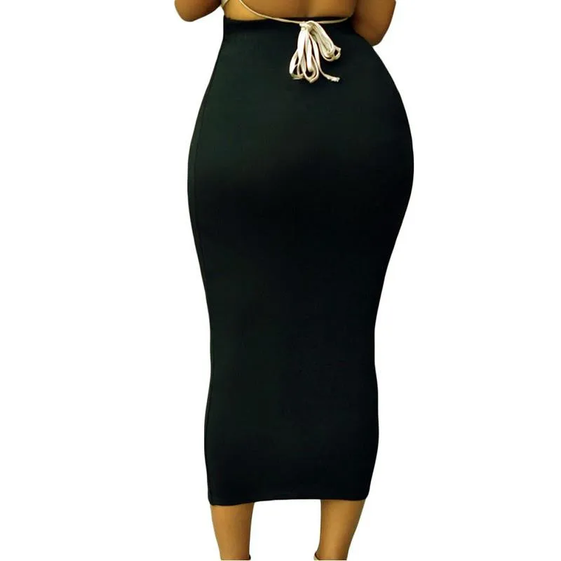 Uzun y2k estetik etekler kadın sıska ince katı yaz sonbahar kalem etek ofis Lady yüksek bel Bodycon streç etek