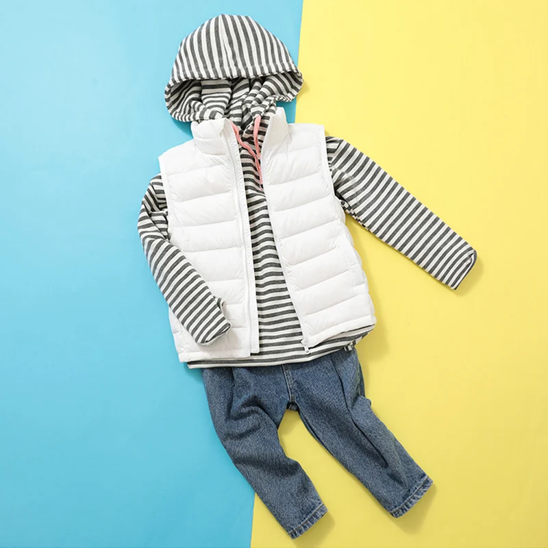 0-10 ℃ Crianças colete casaco outono ultra leve pato para baixo jaquetas para meninos meninas sem mangas coletes crianças fofo quente snowsuit