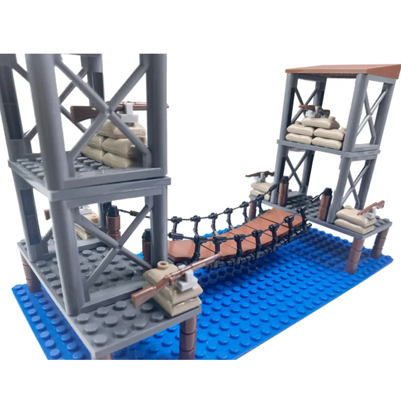 WW2 Military Bridge Building Blocks MOC DIY Toys for Boys Gift Compatible Technical Bricks Construction Toy for Children Juguete