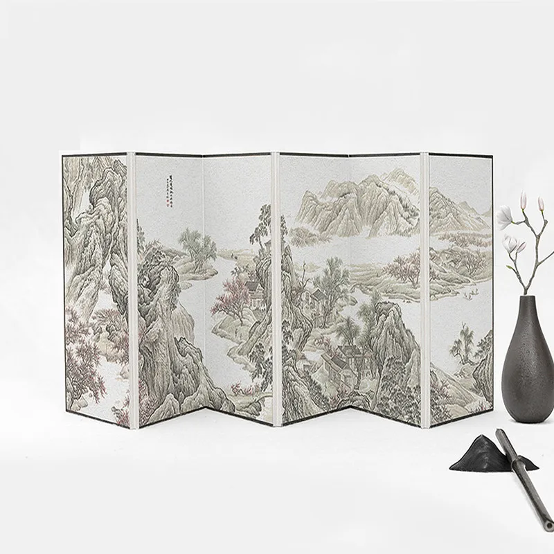 Chinese Mini Folding Screen Small 6 Panel Artist DIY Tabletop Ripe Xuan Paper Screen Chinese Gift Art Screens Home Decoration