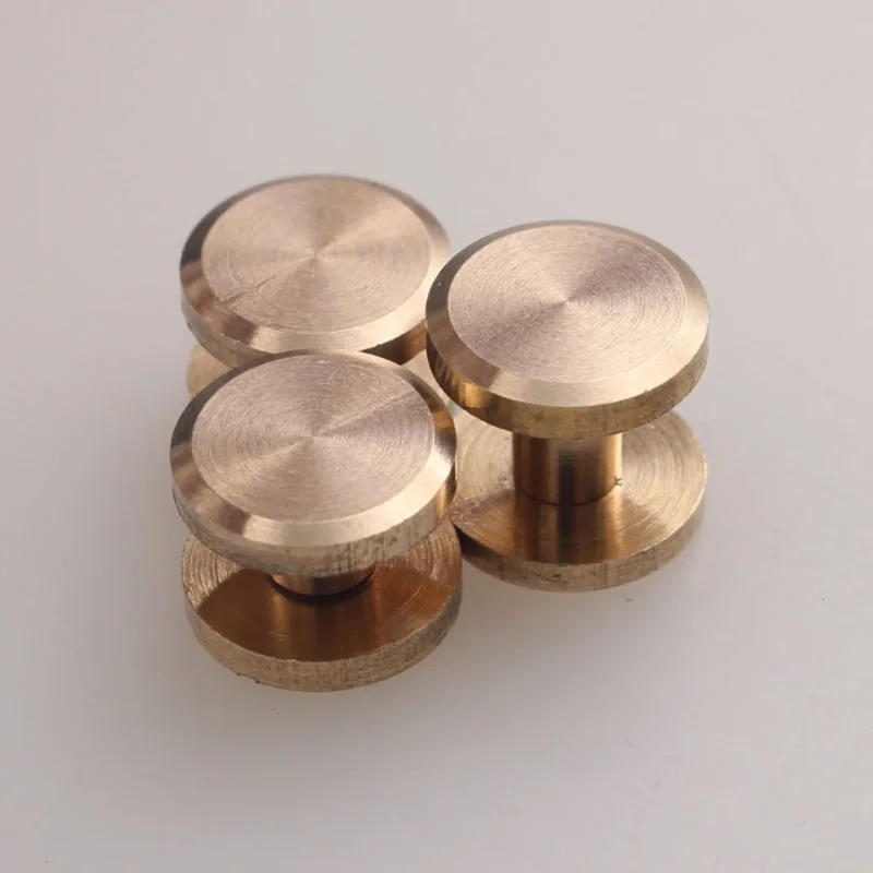 8*4/5/6/7/8/10/12/15mm Double Flat Wallet Bag Brass Belt Screw Rivet DIY Handmade Fastener Chicago  Hardware Leather Craft Part