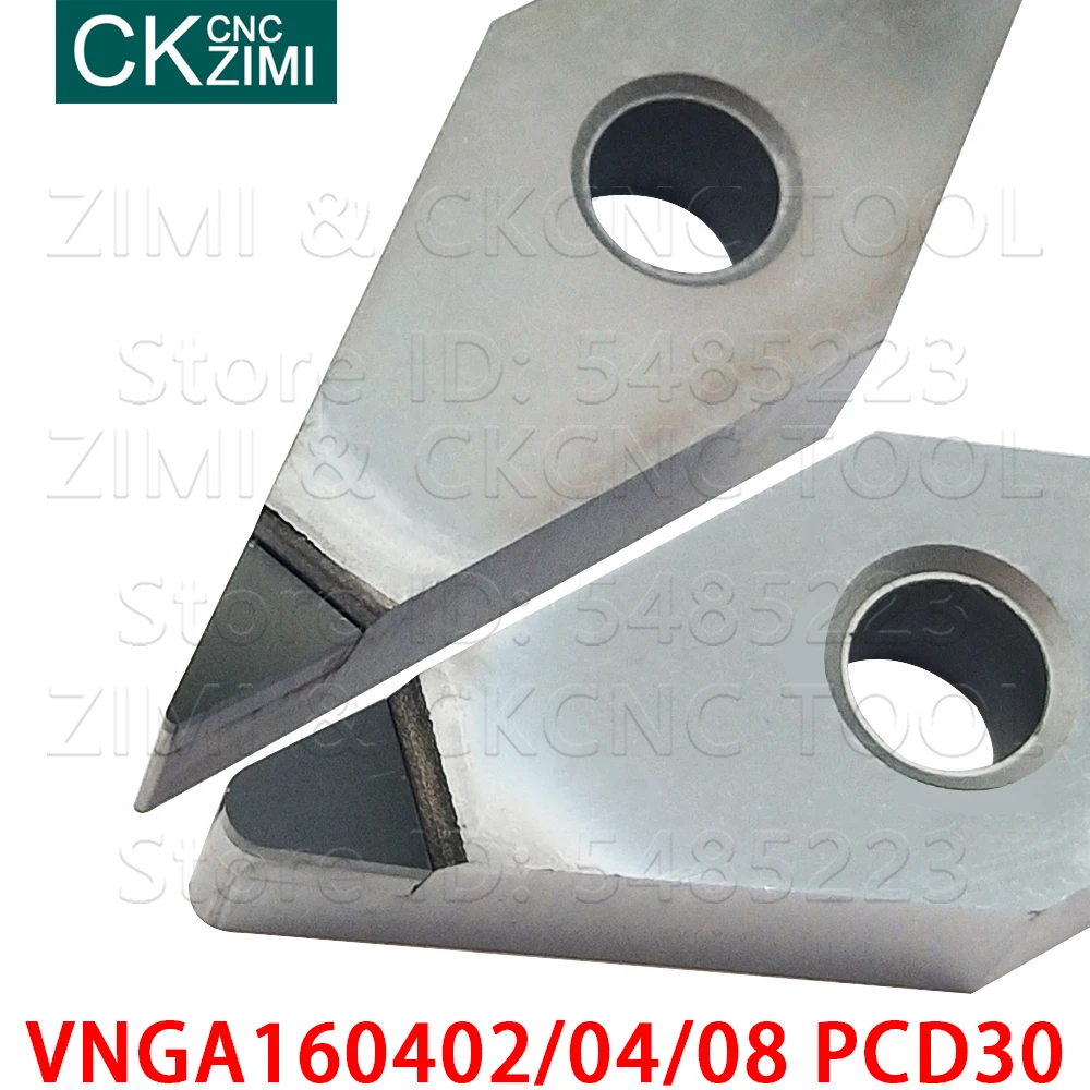VNMG VNGA VNGA160402 PCD VNGA160404 PCD VNGA160408 PCD lắp Kim Cương biến Lưỡi Dao TIỆN CNC công cụ chèn cho Đồng nhôm