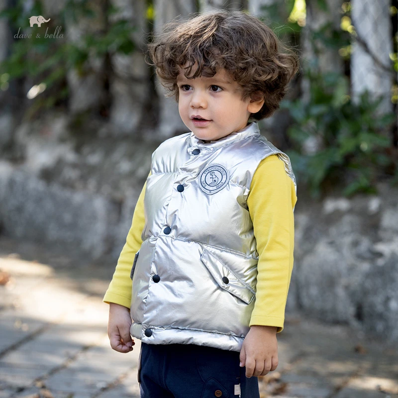 DBL19502 dave bella baby winter baby boy gilet in piumino ultraleggero cartoon senza maniche 90% piumino d'anatra bianco cappotto imbottito cappotto per bambini