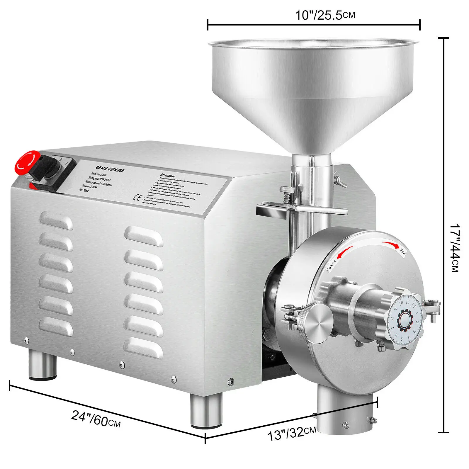 VEVOR-molinillo de granos eléctrico, 50KG, 2200W, máquina de molienda comercial para grano de soja seco, maíz, especias, hierbas, café, grano, arroz