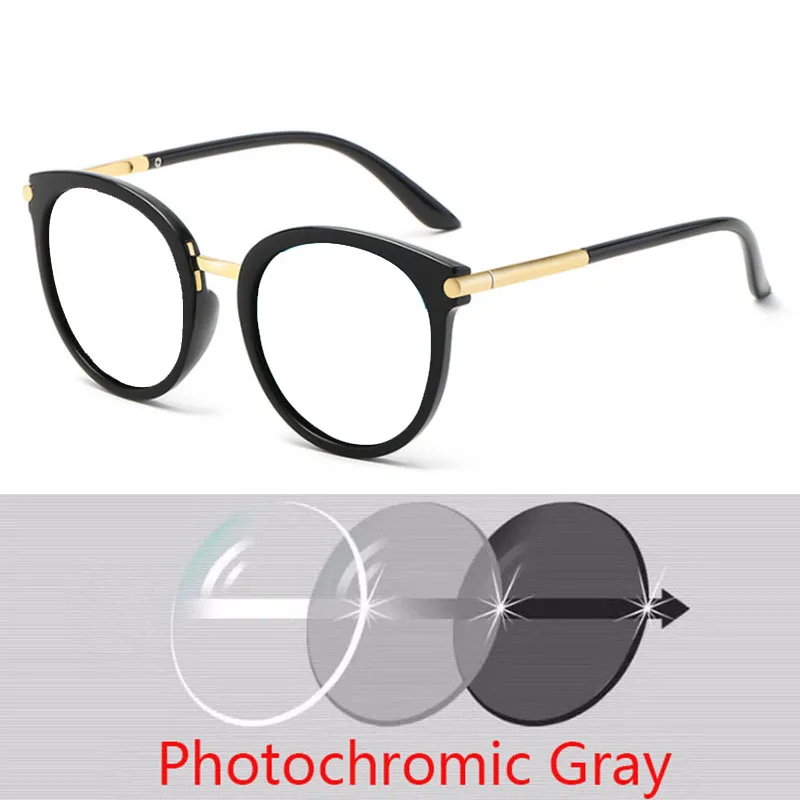 Retro Round Women Prescription Eyewear Men Mirror Gafas Fashion Photochromic Myopia Eye Glasses -0.5 -0.75 -1.0 -2.0 To -6.0