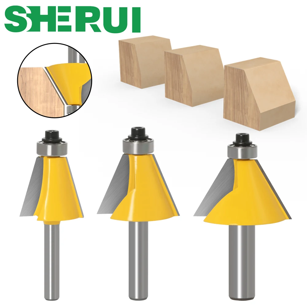 1 pz 8mm 6mm 1/4 pollici 12mm 1/2inchShank smusso Router Bit 15 gradi smussato bordo fresa per legno wooddorking macchine utensili