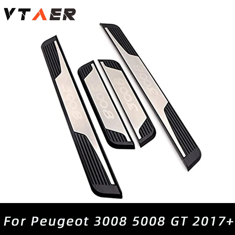 

For Peugeot 3008 II GT 2016-2021 Car Door Sill Scuff Plate Protector Car Accessories Styling 4Pcs