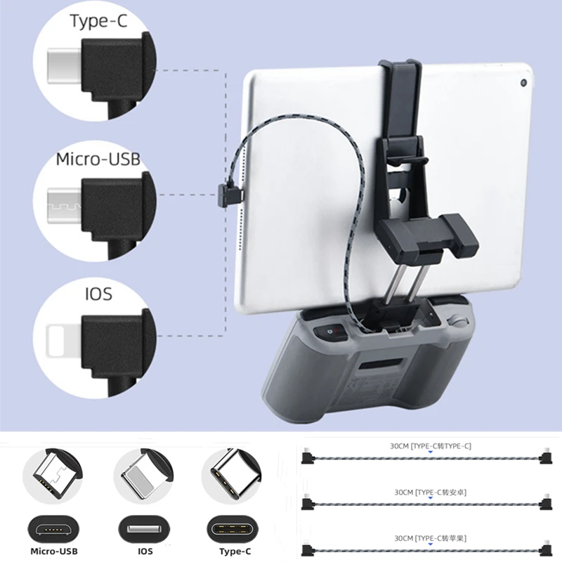 Cable de datos para Dron DJI MAVIC 3/Air 3/Mini 2/MINI 3 PRO, adaptador micro-usb tipo C para IPhone /IPad Xiaomi