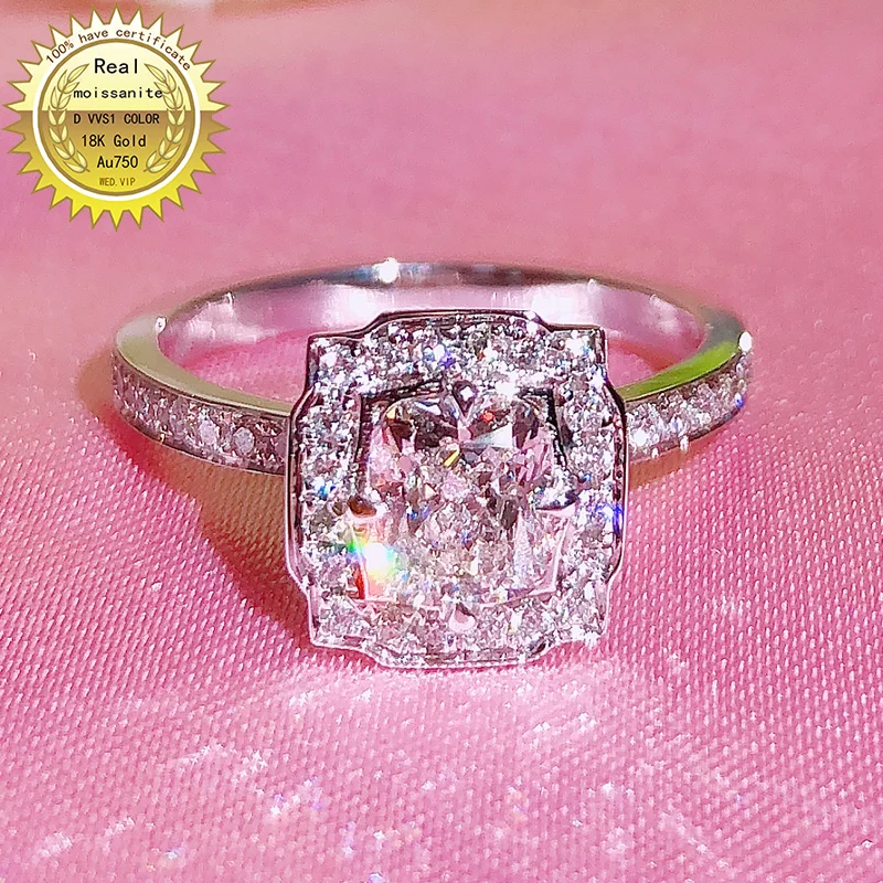 

100%18K goldr ring 1ct DVVS moissanite ring Engagement&Wedding Jewellery with certificate 0038