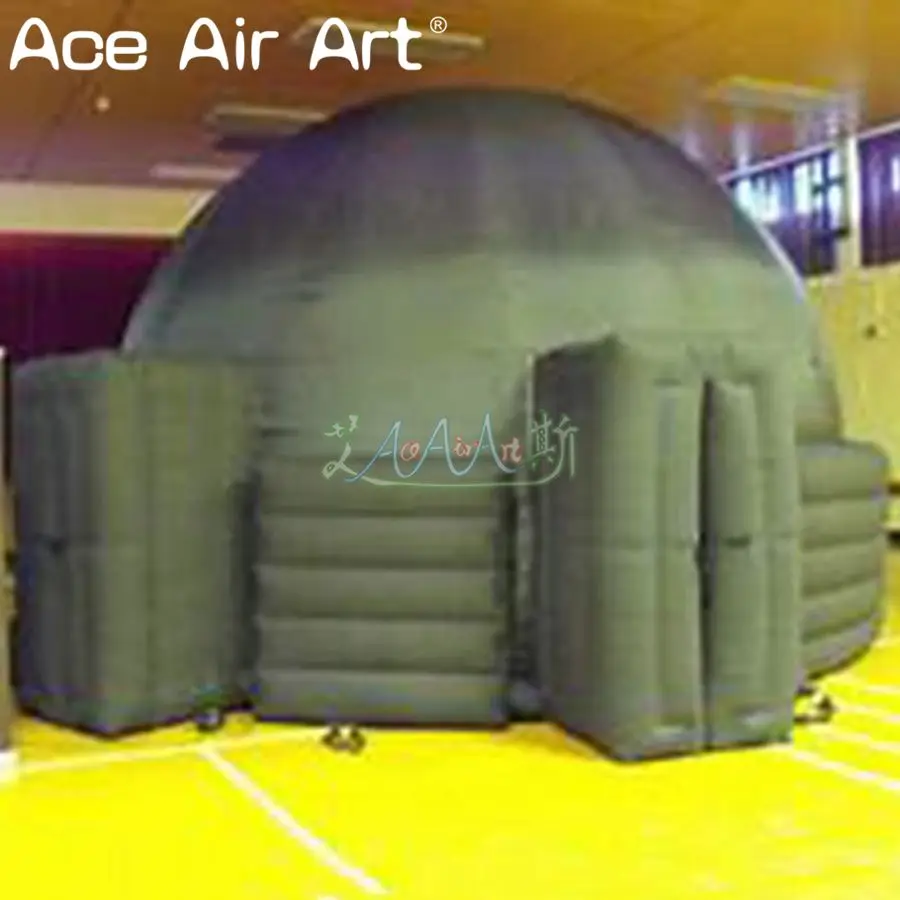 New Hot sale giant inflatable planetarium dome tent with big door black color inflatable dome tent for Sale