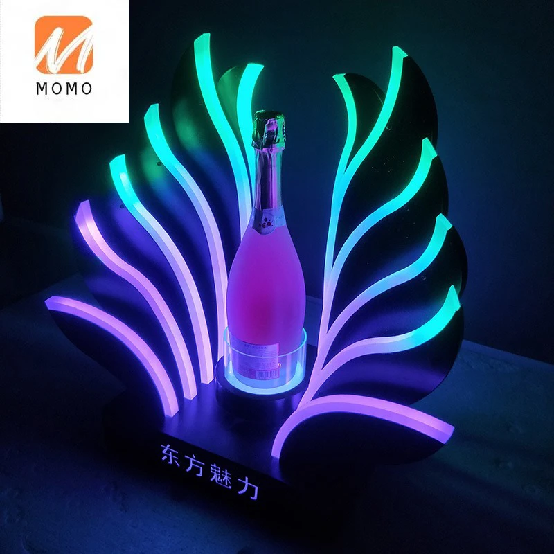 Fashion new style bar KTV creative wine holder LED colorful light acrylic wine bottle display rack