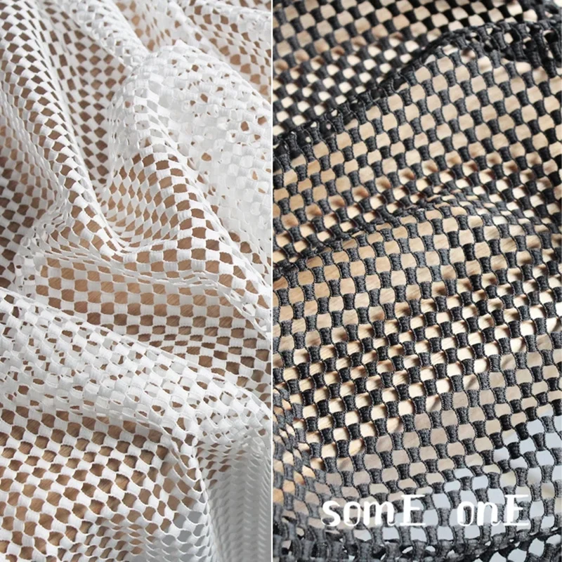 

Original Geometric Mesh Fabric Check Hollow Out DIY Decor Skirts Dress Coat Clothes Designer Fabric