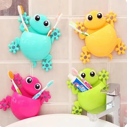 Soporte de pasta de dientes modelo Gecko de dibujos animados encantador, juegos de baño, 4 ganchos de succión, contenedor de cepillo de dientes, 1PC