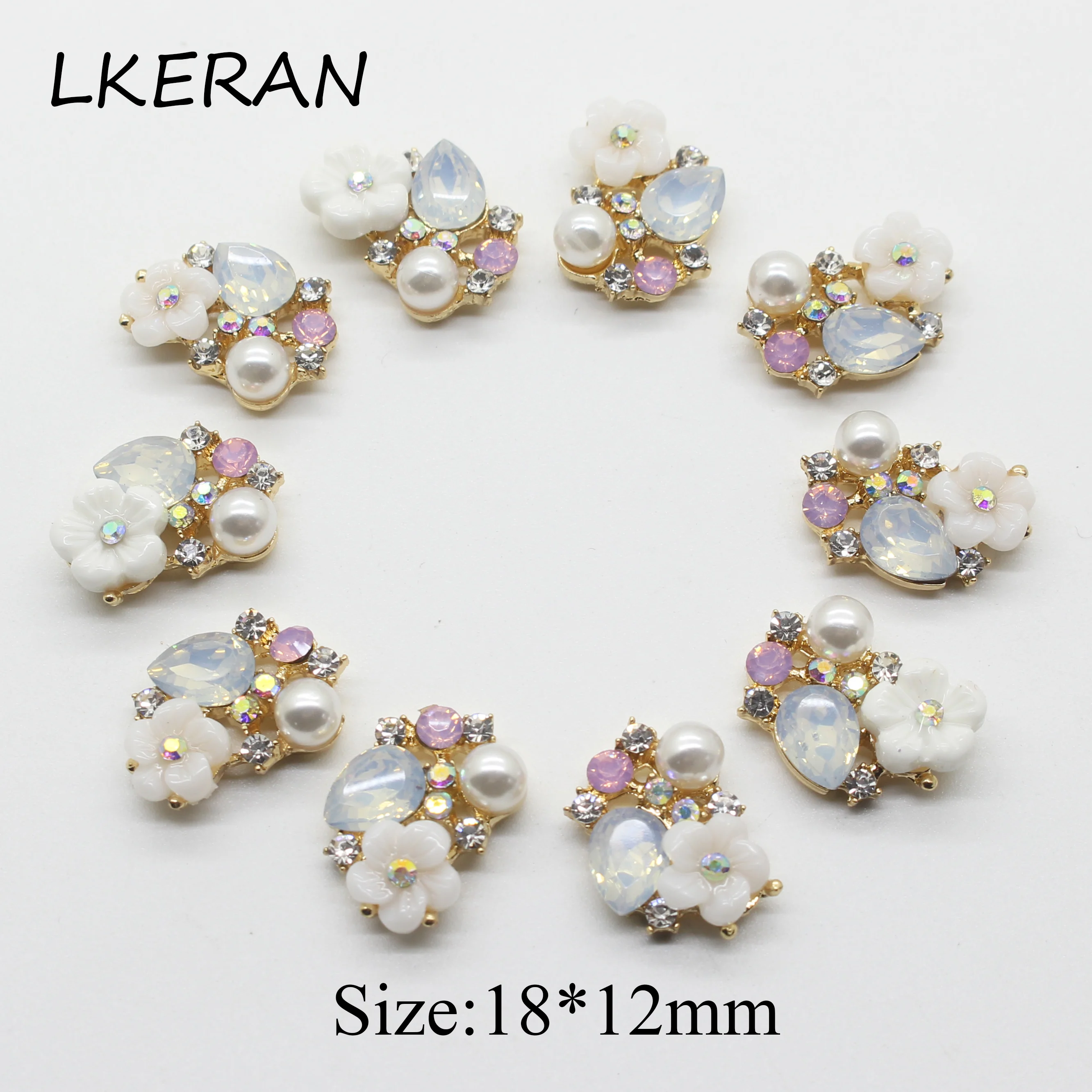 LKERAN 10pcs new DIY decoration buttons metal button wedding dress accessories for 18 * 12mm