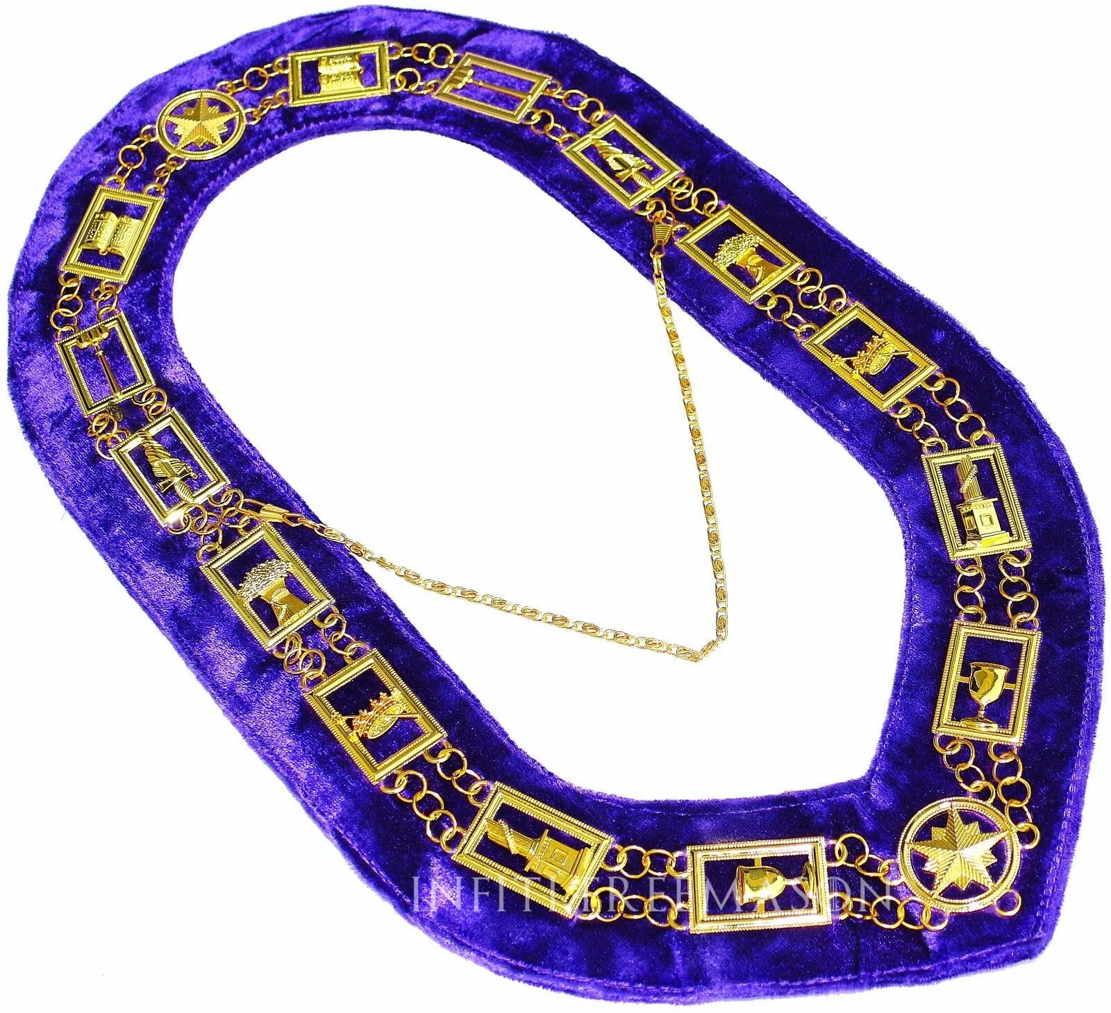 Masonic master Mason chain collar Masonic Regalia Knights Templar Metal Golden Chain Collar Purple Bass