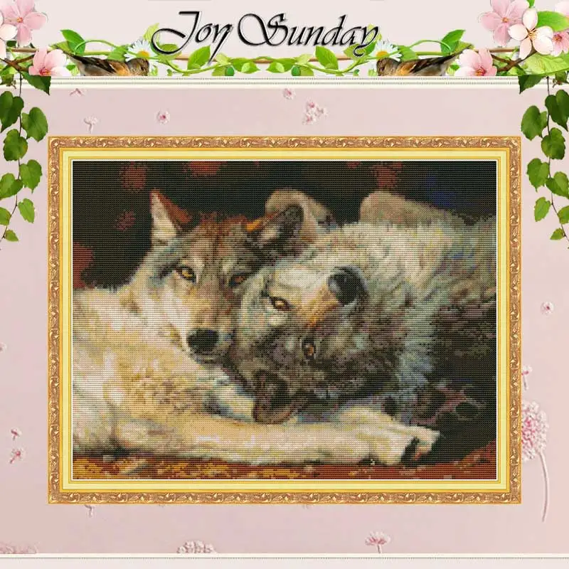 Wolf Animals Patterns Counted Cross Stitch Set DIY 11CT 14CT 16CT Stamped DMC Cross-stitch Kit Embroidery Needlework Home Decor