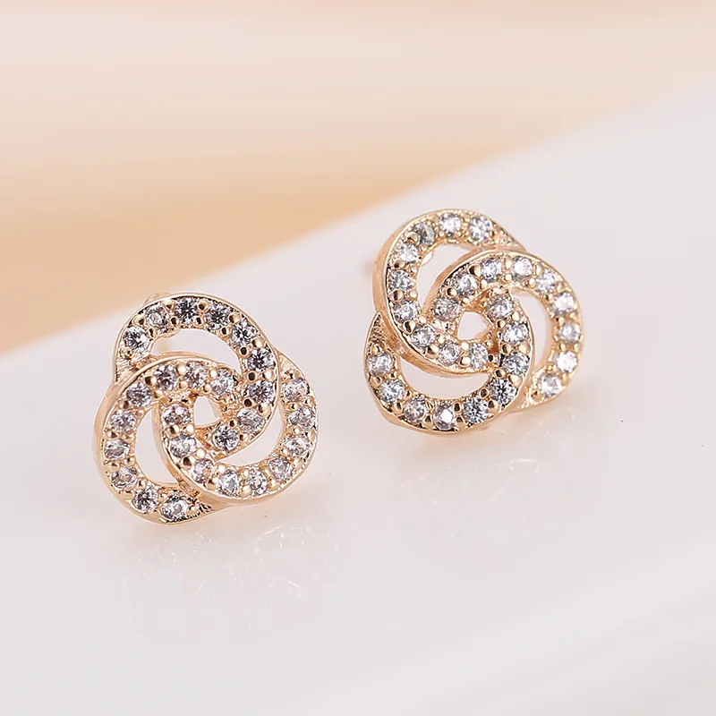 

DE343 Fashion Street Snap Elegant Delicacy Geometry Flower Zircon Earring Gift Party Banquet WOMEN'S Jewelry Earrings