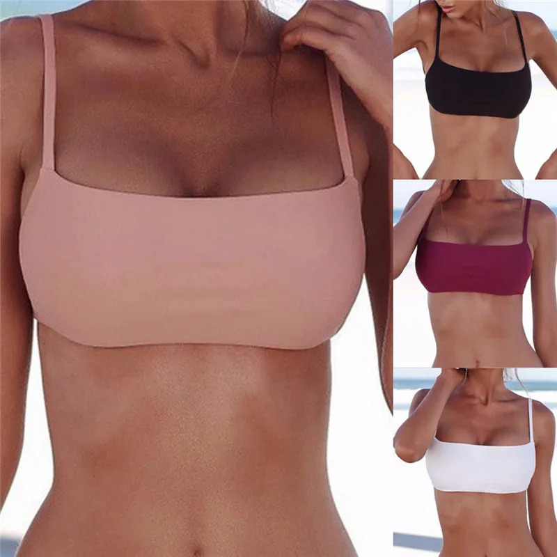 Kobiety seksowne Bikini Top jednokolorowe Backless bandaż Push-Up stroje kąpielowe Bandeau strój kąpielowy stroje kąpielowe