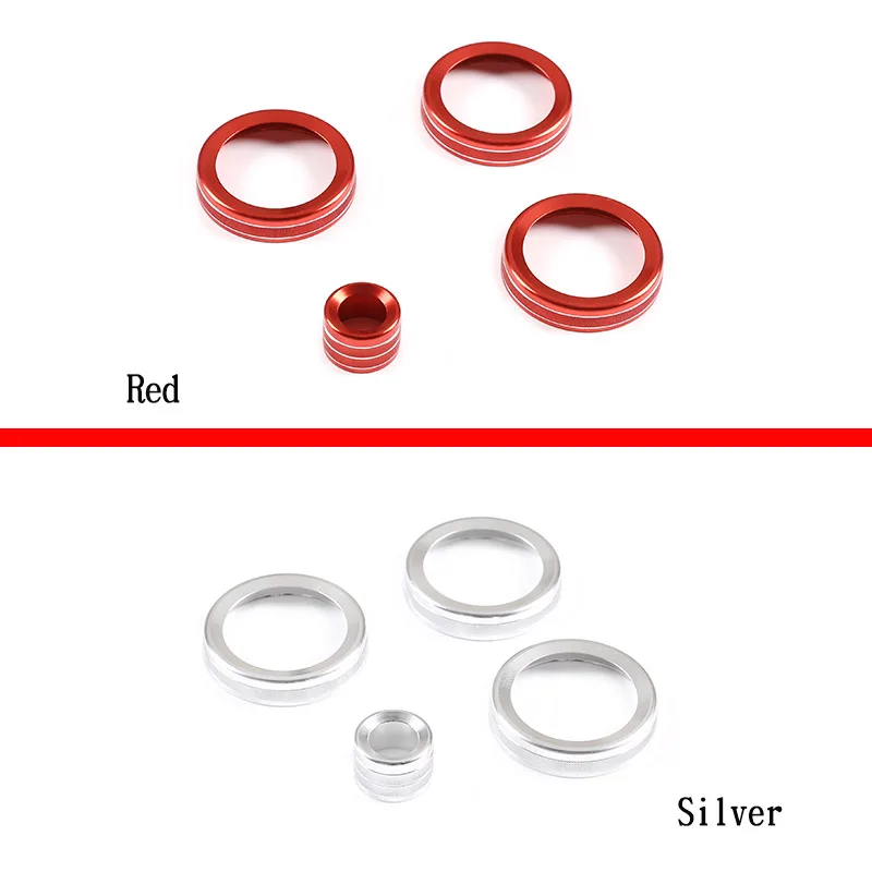 For Land Rover Evoque 2012-2018 Aluminum Alloy Silver/Red Car Air Conditioner Volume Knob Ring Trim Car Interior Accessories - view 2