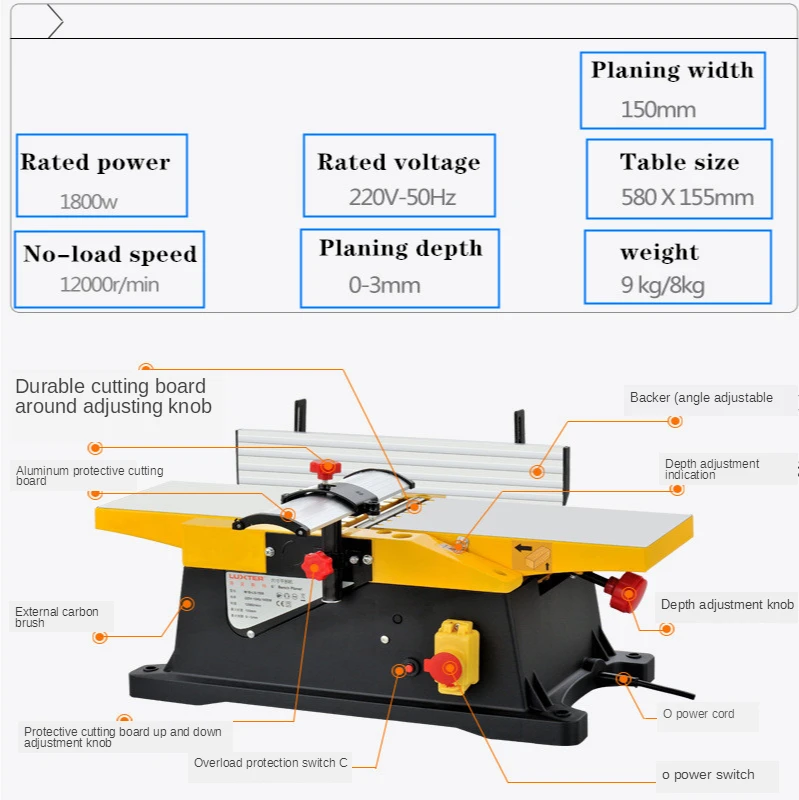Pialla multifunzionale per la lavorazione del legno pialla per legno pialla per utensili elettrici per uso domestico pialla per pialla piccola