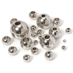 100 peças de aço inoxidável espaçador contas bola solta buraco grande 1.2mm-5mm para fazer jóias diy pulseiras colar frisado acessórios