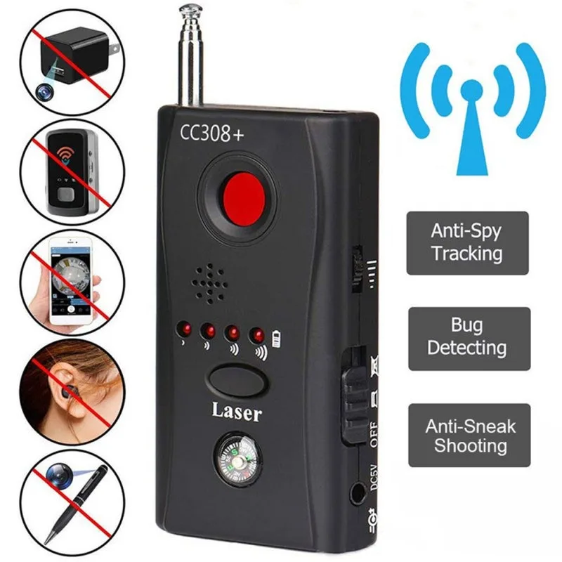 Anti-Spy RF Signal Bug Detector Camera Hidden For Security Alarm,Laser Camcorder Wiretap lens GSM Spy Device Finder