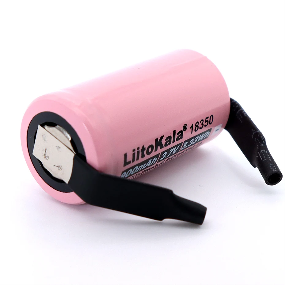 1-10 buah Liitokala ICR 18350 900mAh 8A baterai lithium isi ulang 3.7V lampu silinder rokok elektronik + lembar nikel DIY