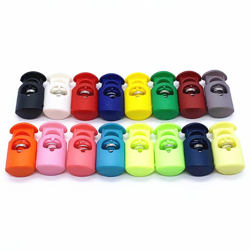 20pcs 26*14mm Colorful Plastic Cord Lock Spring Stop Toggle Stopper Clip For Sportswear Clothing Shoes Rope DIY Craft Parts