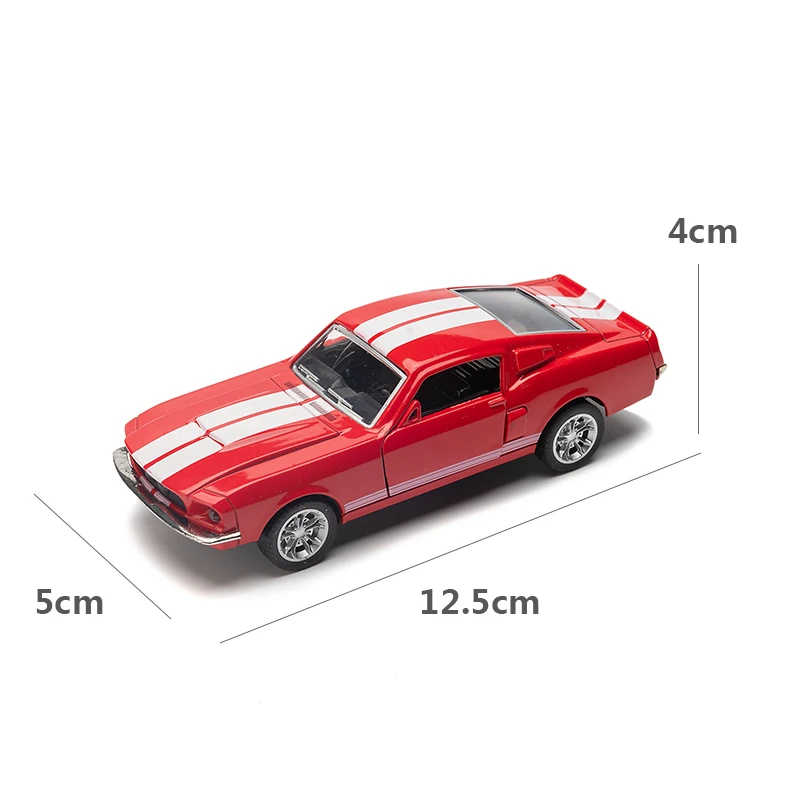 1:32 Alloy Diecast Mustang GT Classic Vintage Car Model Pull Back Car Miniature Vehicle Replica For Collection Gift for Kid