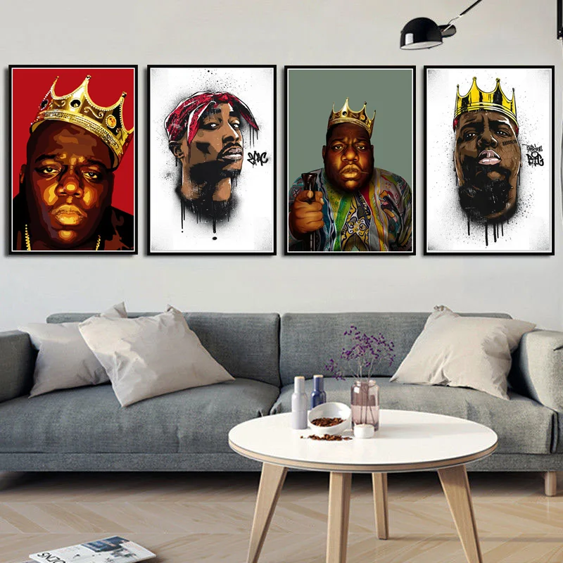 2PAC Shakur Rapper Star Gangsta The Notorious B.I.G Biggie Smalls Art Painting Poster Print Wall Pictures Living Room Home Decor