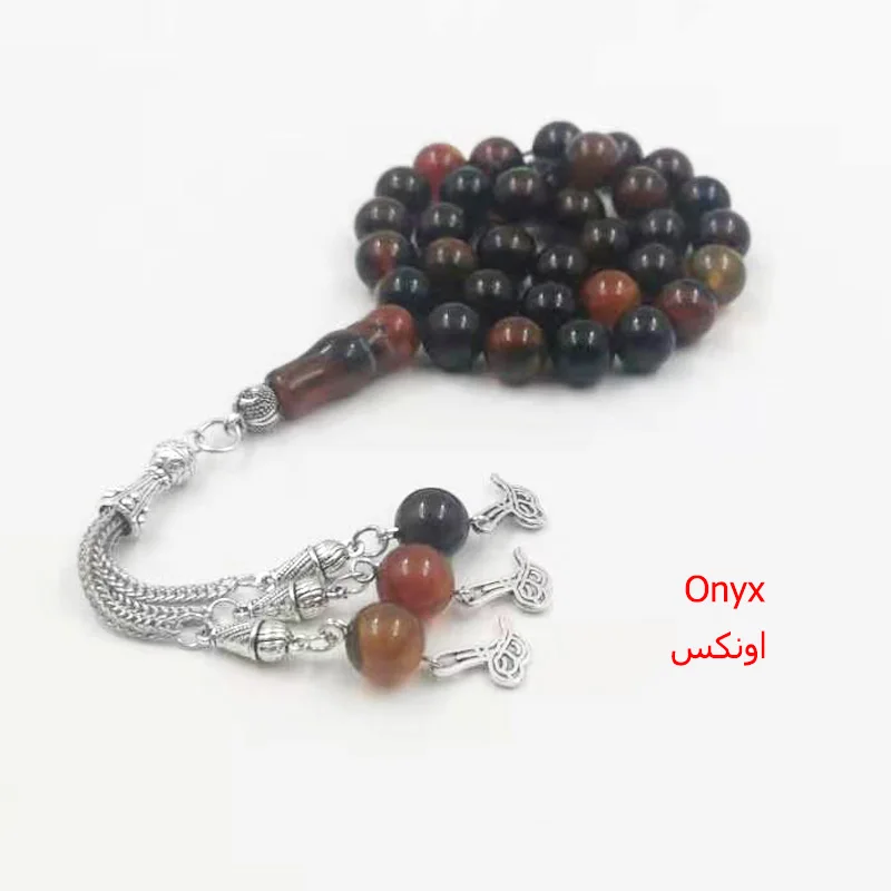 Tasbih Natural Tiger eye Black agate Aquatic agate red agate Sandstone Onyx white agate misbaha Rosary bead muslim fashion