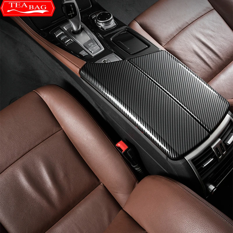Car Styling Carbon Fiber Pattern Center Console Armrest Storage Box Protection Cover Trim For BMW 5 Series F10 F11 G30 G32