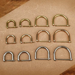 Bag Buckle Solid Brass Horseshoe Key Chain Ring Holder D Shape Car Keychain U Button D-Type Buckle Metal Hardware Accessories