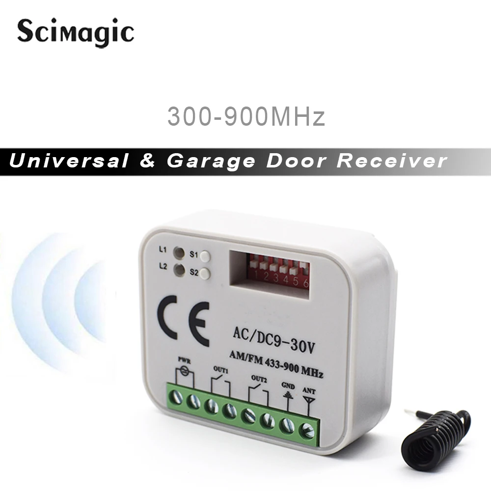 2 Channel Universal Rx Multi Frequency 300-900MHz Garage Gate Receiver Module Work With 433.92mhz Fixed Rolling Code Remote