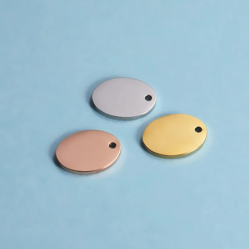 DIY oval lettered small pendant jewelry 50pcs 12*16mm New fashion simple mirror polished stainless steel ellipse accessories
