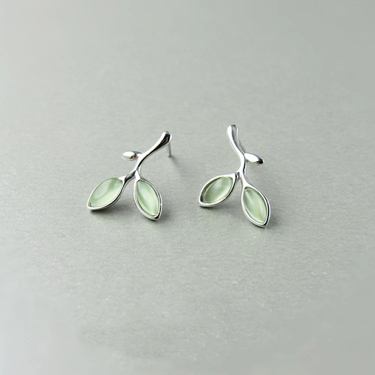 REETI Geometric circle Green leaves Earrings 925 Sterling Silver Earrings for Women Statement Jewelry Brincos Pendientes bijoux