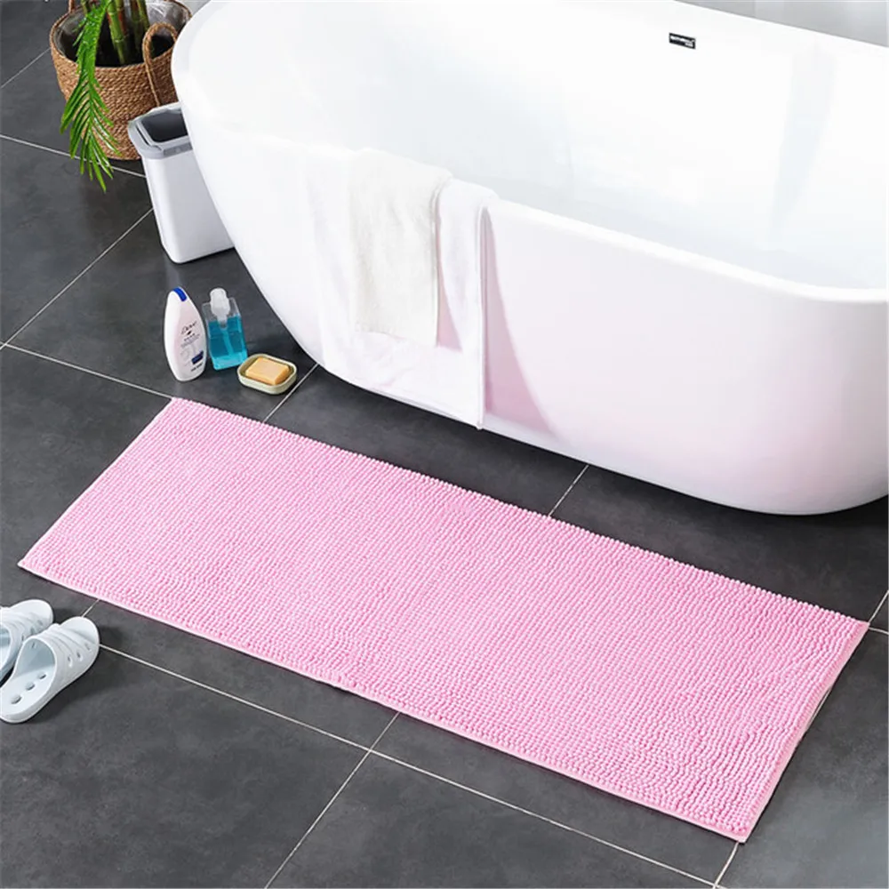 50*120cm/140cm Chenille Bathroom Mat Bathtub Floor Mat Chenille Short Hair Absorbent Non-Slip Mat For Bedroom Bedside Carpet