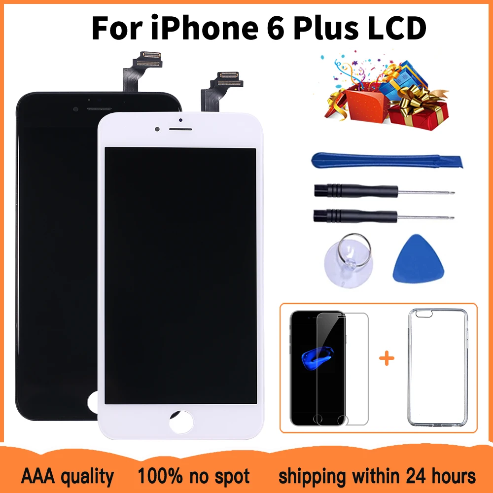 All Test One by One LCD Display For iPhone 6 Plus Touch Screen Replacement For iPhone 6p No Dead Pixel+Tempered Glass+Tools+TPU