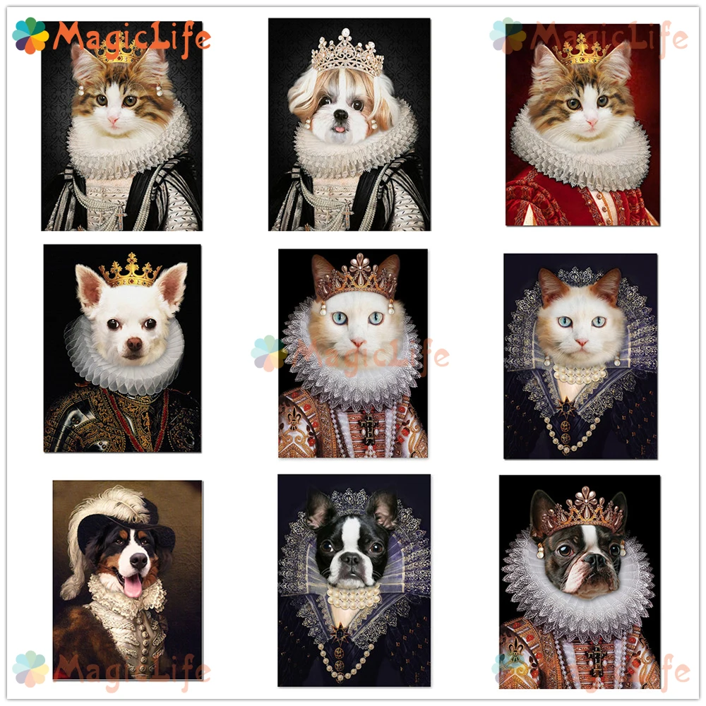 Vintage Pet Cat Princess Duke Dog Animal Nordic Poster Wall Pictures For Living Room Wall Art Canvas Painting Picture Unframed