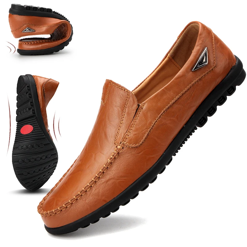 Genuine Leather Shoes Men Plus Size Luxury Brand 2020 Mens Loafers Moccasins Breathable Slip Driving Shoes Schoenen Mannen