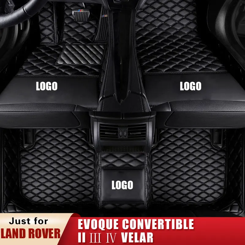 Custom Leather Car Floor Carpets for Land Rover Evoque Convertible 2 3 4 Long 4 5seat SPORT VELAR 4x4 SUV auto Mats Sport Line