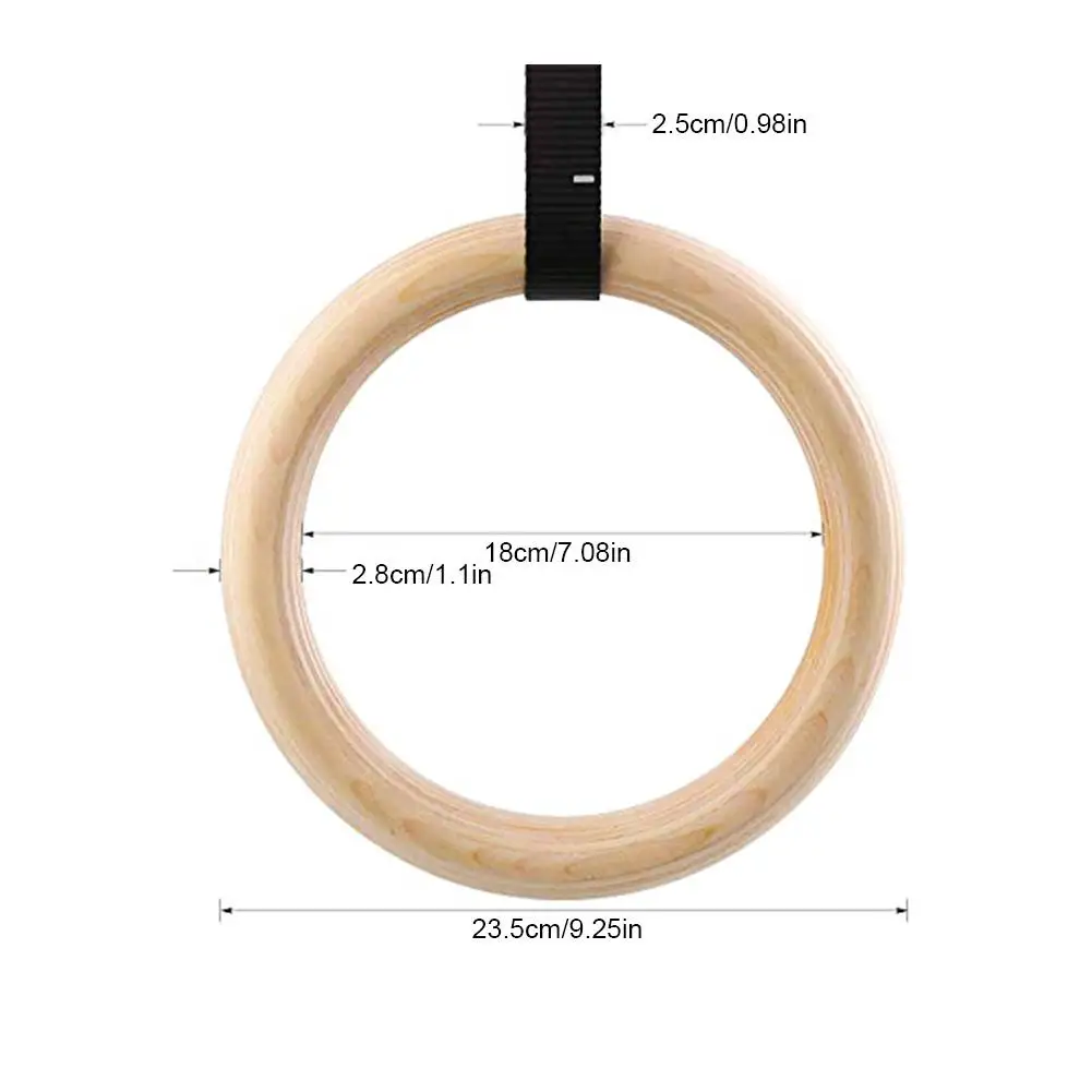 1 Pcs Birch Wood Gymnastic Rings Pull Up GYM Ring Home Fitness Strength Training 2.8cm 3.2cm Fitness Equipment Training Ring