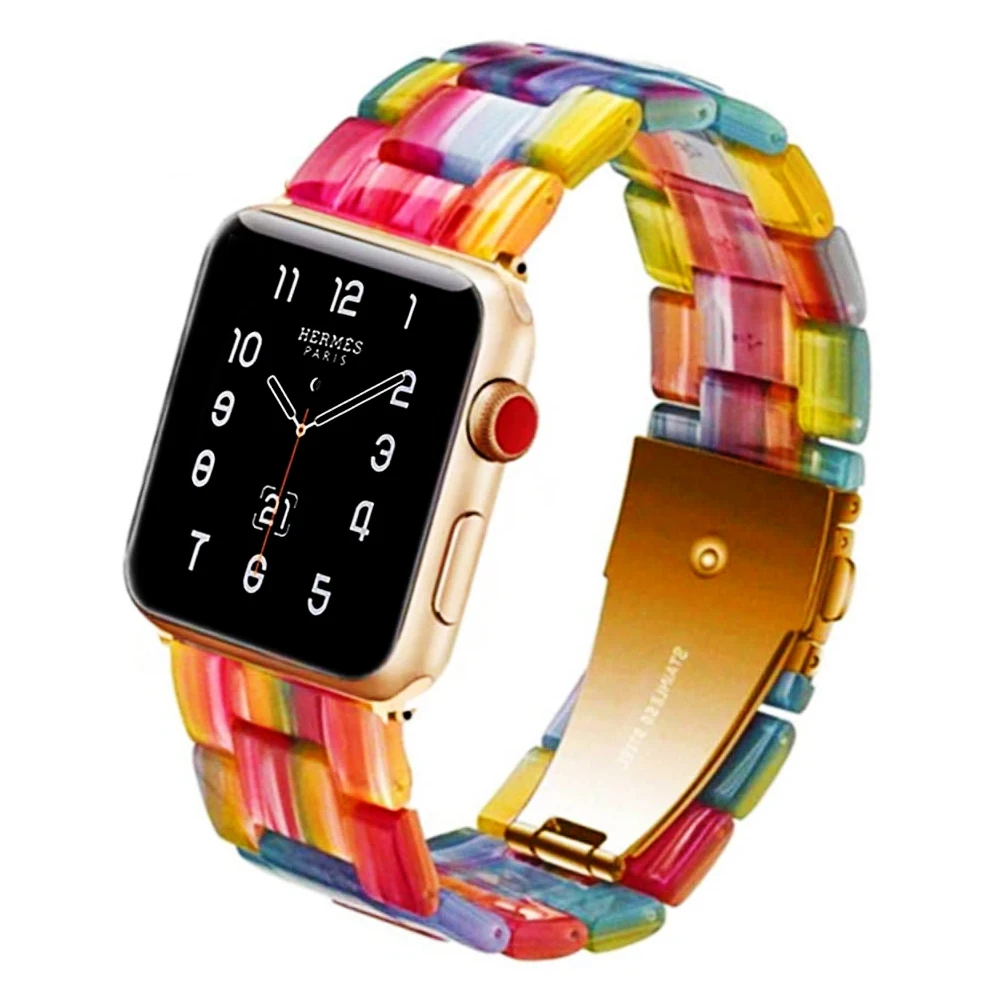 Pride Resin strap for apple watch band 40mm 44mm iwatch band 42mm 38mm metal buckle bracelet watchband for apple watch 5/4/3/2/1