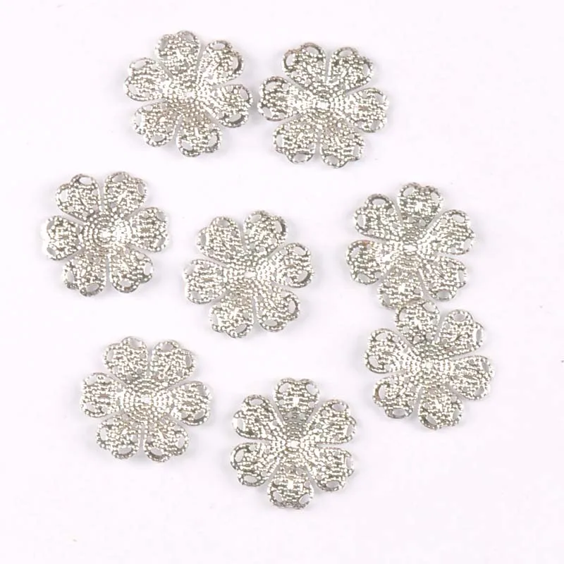 20pcs Vintage Flower Connectors Filigree Wraps DIY Jewelry Findings Gold/silver/Bronze Metal Craft home Decoration ykl0762-8