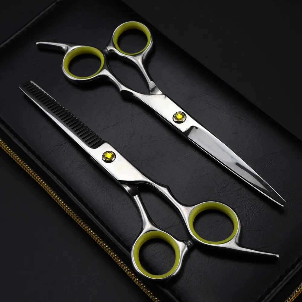 

Professional JP 440c steel 6 inch Yellow gem hair cutting scissors haircut thinning barber tools shears hairdressing scissors