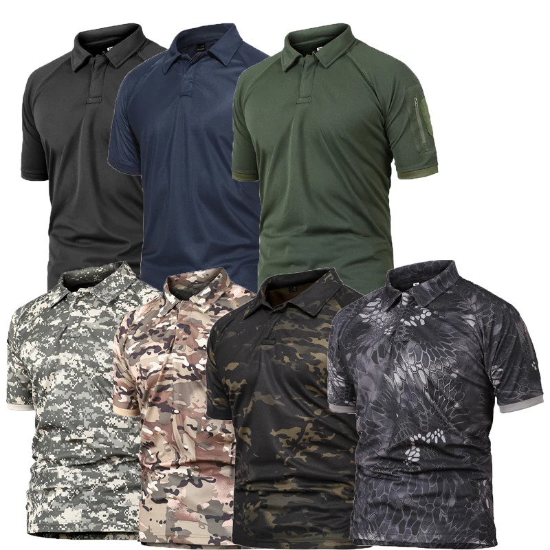 Letnia szybkoschnąca taktyczna koszulka męska Outdoor kamuflaż koszula rekreacyjna z krótkim rękawem Multicam czarny Mandrake Camo t-shirty sprzęt