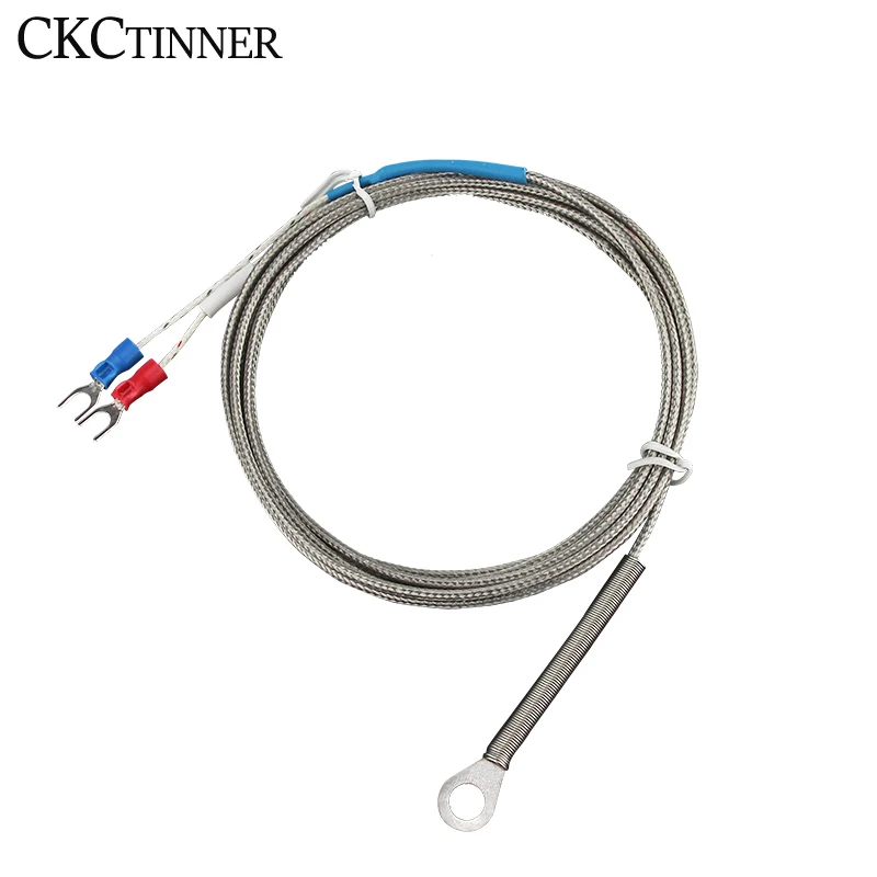 5mm Hole Washer K/E Type Thermocouple Temperature Sensor Probe 1/2/3/4/5M Cable For Industrial Temperature Controller