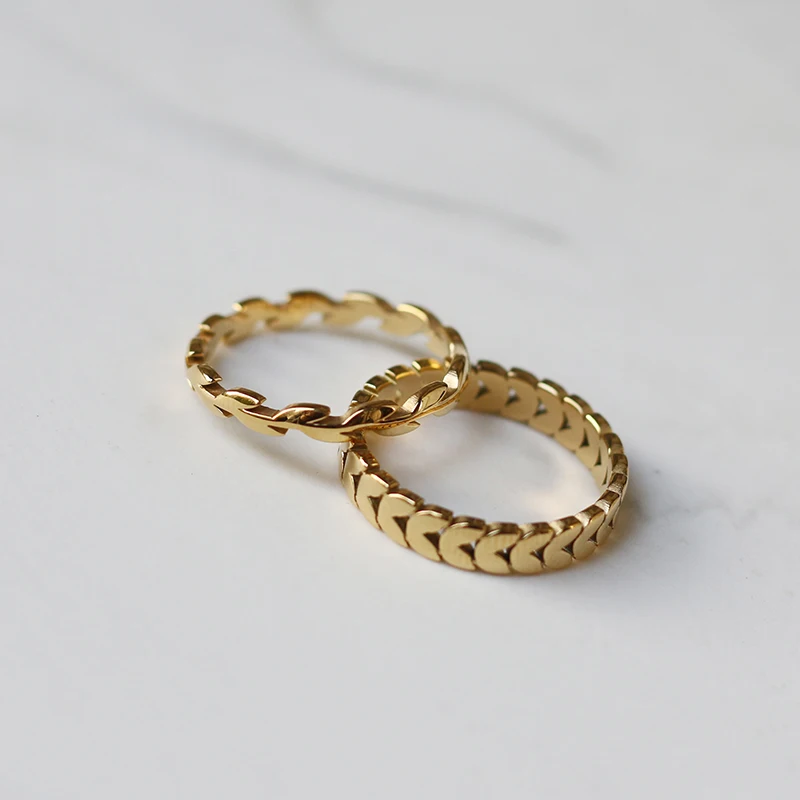 Vintage Gold Plated Wheat Leaves Ring for Women - Titanium Steel