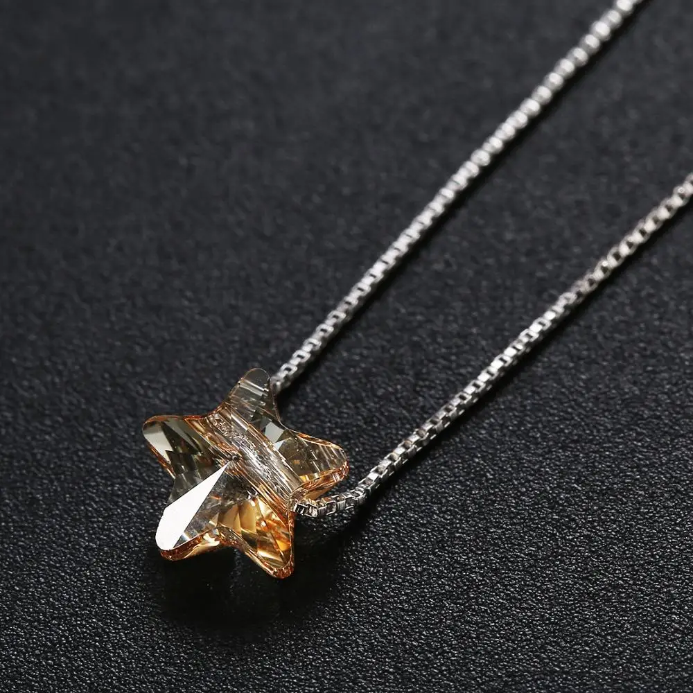 Real Crystals From Austria Pendant Necklaces Colorful Beads For Women Wedding Office Silver Color Jewelry Simple Fashion 2022