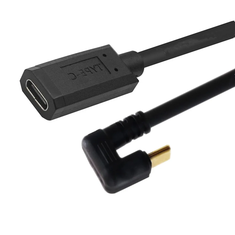 Câble USB3.1 plaqué or mâle à femelle 10Gbps 4K 60Hz 3.1Type C, câble coudé en U à 180 degrés